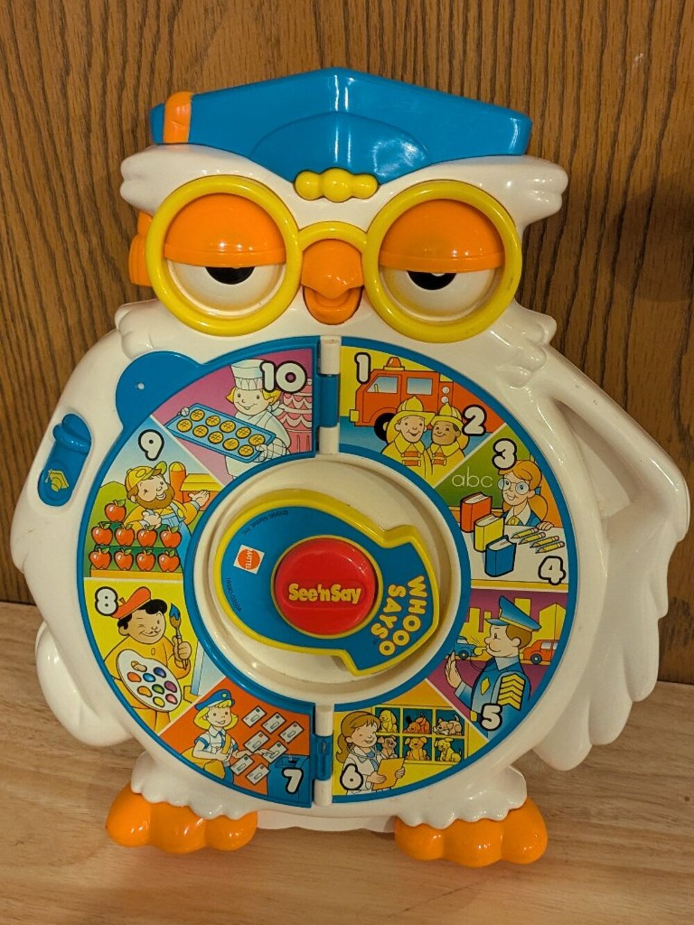 Vintage Mattel "Who Says See and Say" Interactive Educational Owl Toy 1996-Works